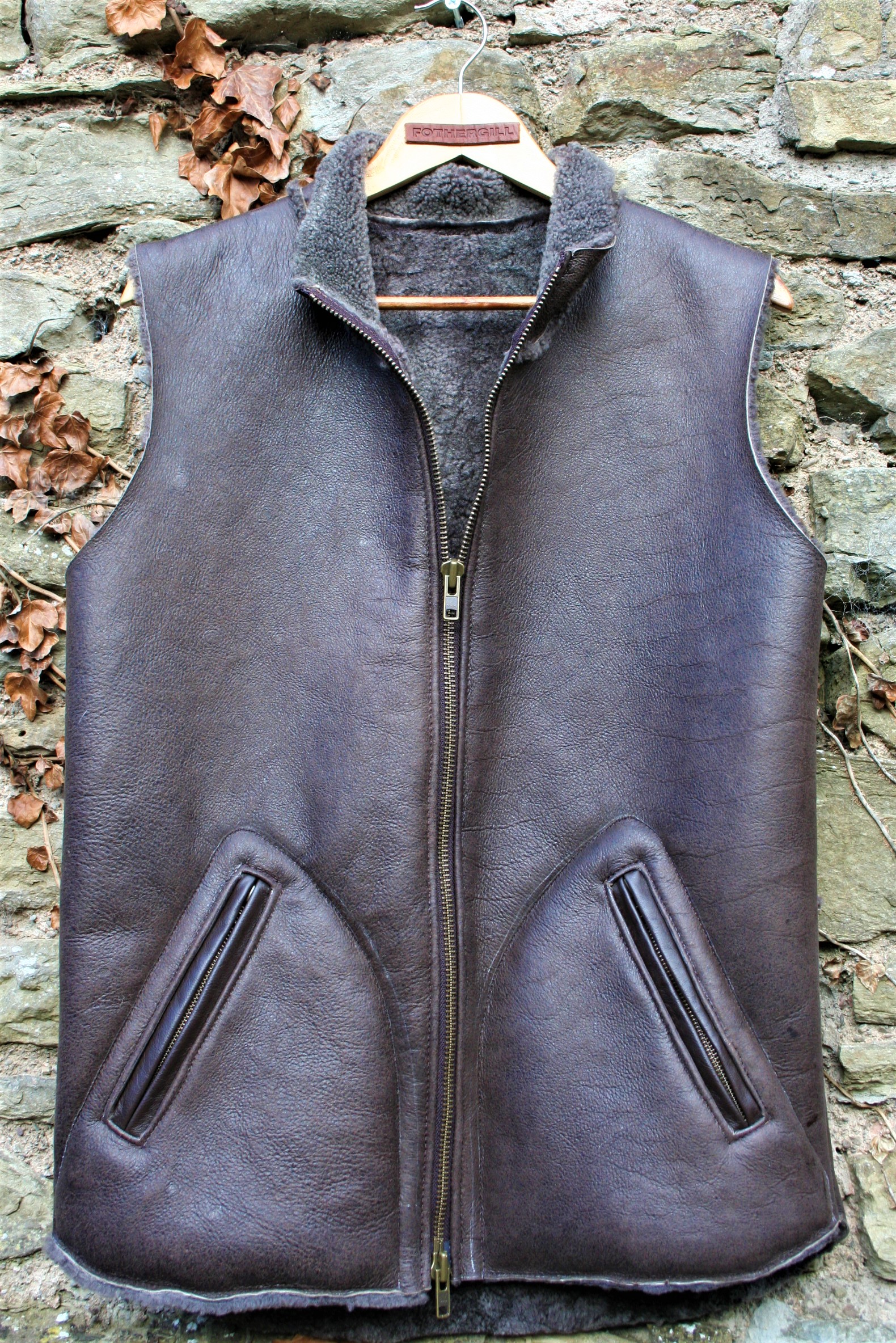 Zipped Lamb Gilet with pockets and high zipped collar